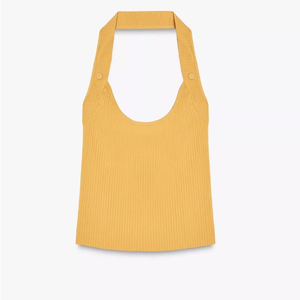 Zara Mustard Ribbed Halter Top